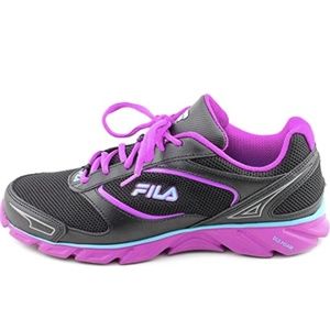 FILA Ancerus 5 Running Black Purple Leather Foam Shoe Sneaker 9 EEEE Extra-Wide